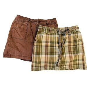St. John’s Bay Women’s 6P Skirts Skort Bundle – Plaid & Brown Utility Cotton